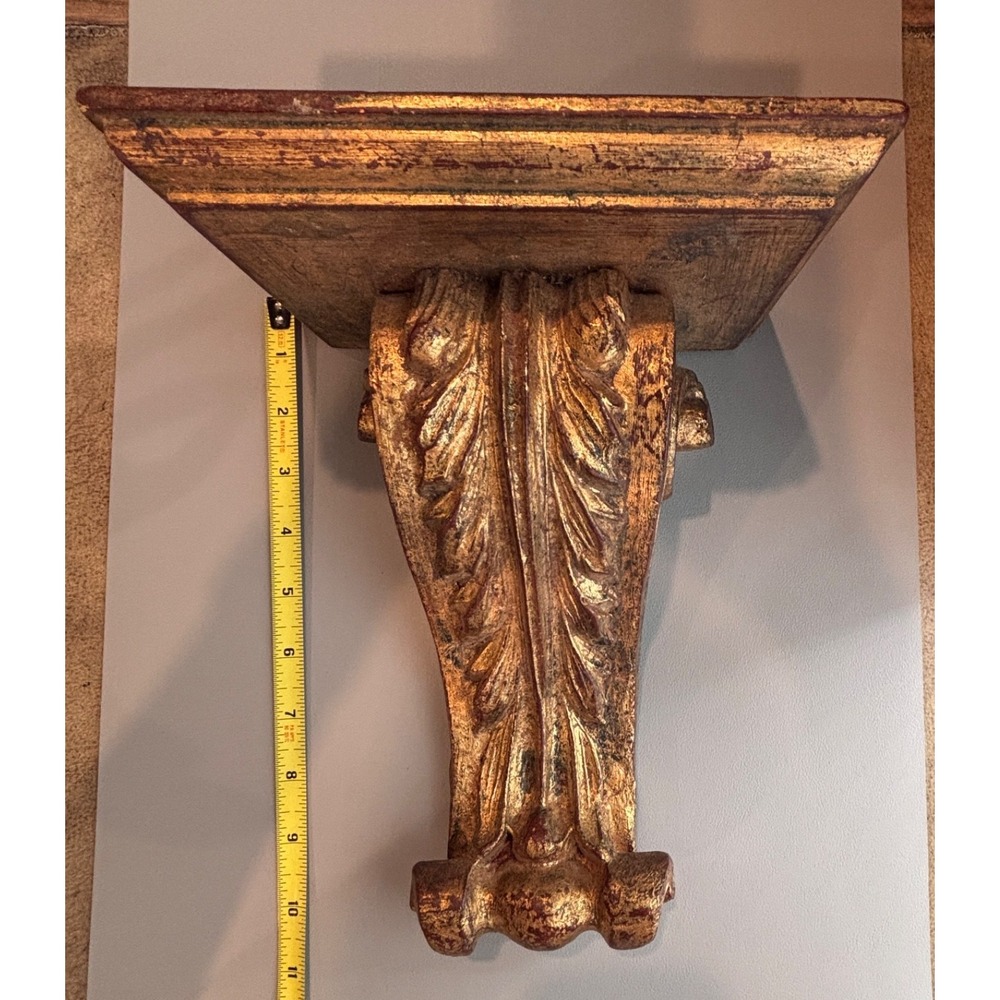 Vtg Florentine Florentia Gold‎ Gilt Scroll Italian Wall Sconce Shelf